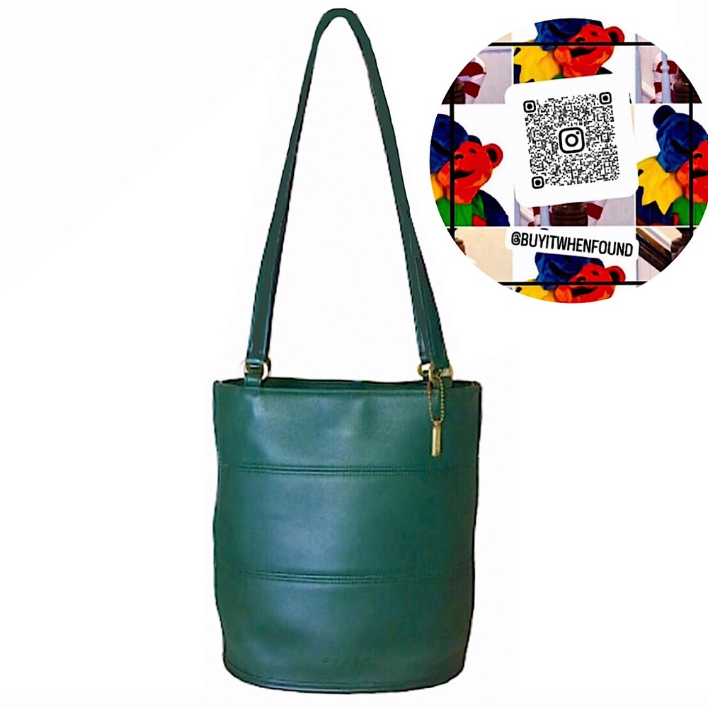 Vintage COACH TRIBECA Green Glove Tanned Slim Bleeker Bucket Shoulder Bag 9099